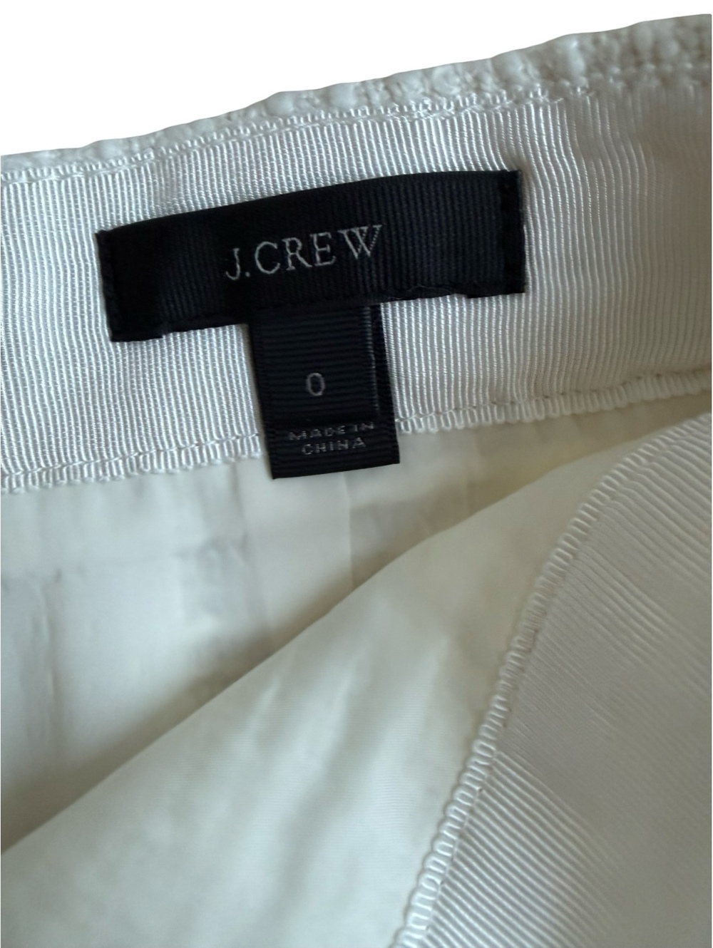 J.Crew White Textured Pencil Skirt with Fringe and Black Trim, Size 0 - Picture 4 of 5